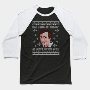 Christmas Alan Partridge A-Haaaapy Christmas Knit Pattern Baseball T-Shirt